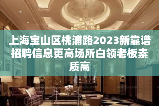 上海宝山区桃浦路2023新靠谱招聘信息更高场所白领老板素质高